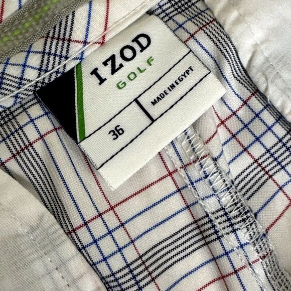 Izod Golf Mens Shorts Plaid White Red Blue 36 bv - Picture 5 of 6